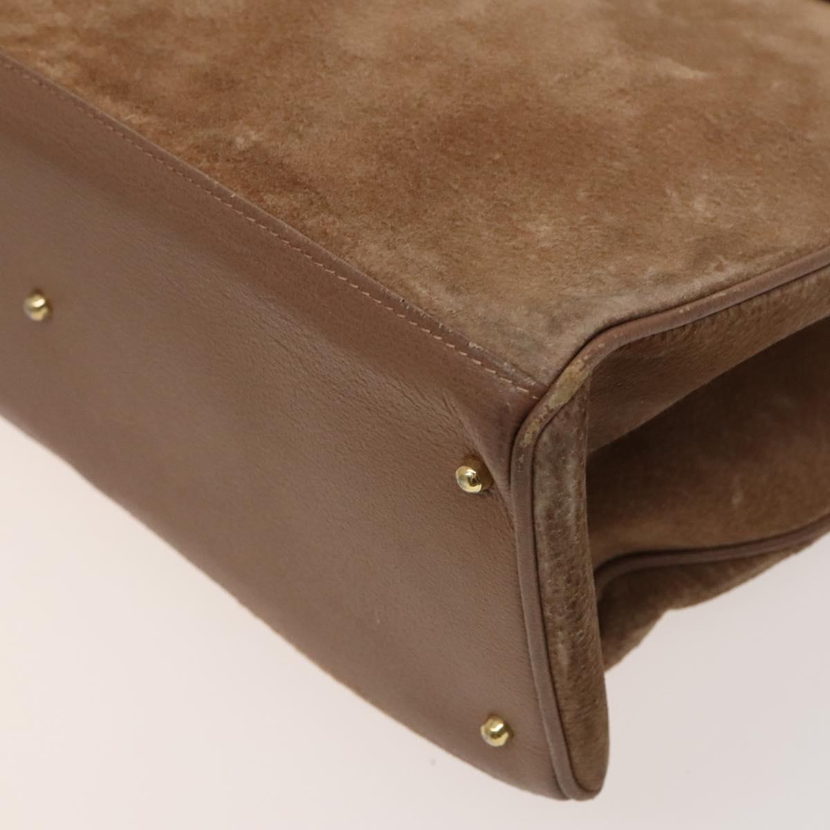 GUCCI Bamboo Hand Bag Suede Brown Gold 002 123 0322 Auth 123095