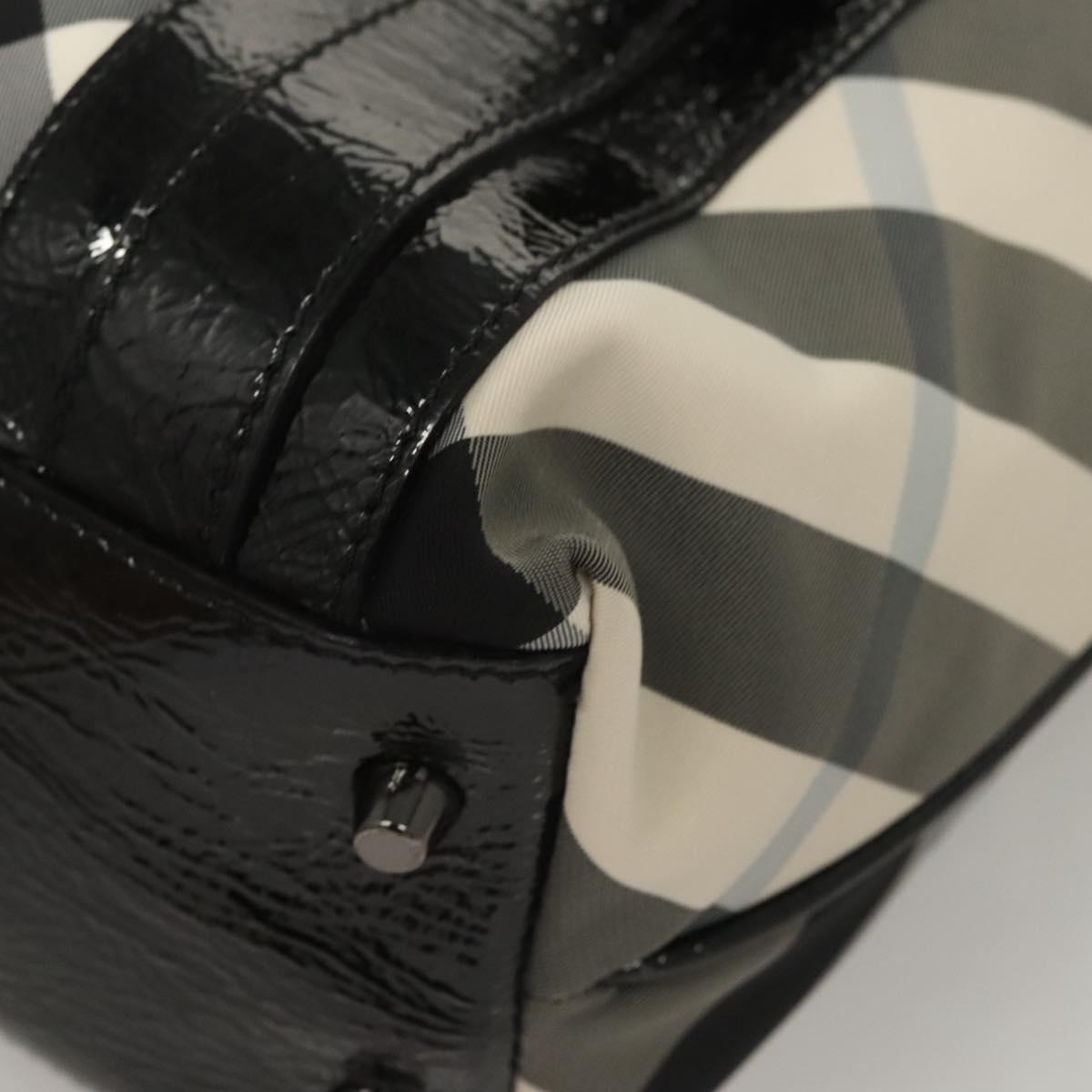 BURBERRY Nova Check Tote Bag Nylon Gray Auth 123098