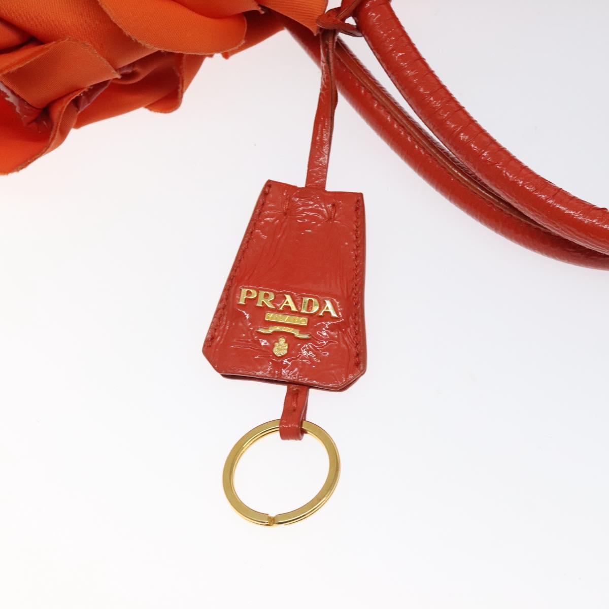 PRADA Hand Bag Nylon Orange Gold Auth 123099