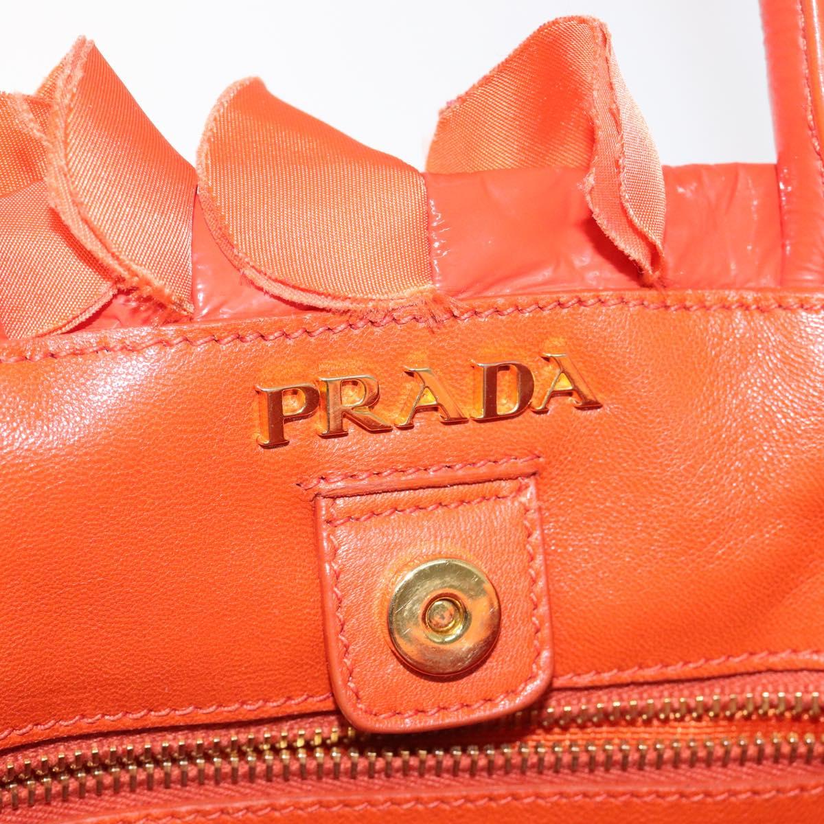 PRADA Hand Bag Nylon Orange Gold Auth 123099