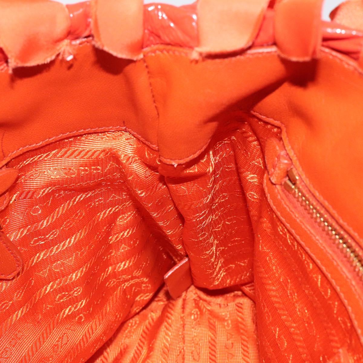 PRADA Hand Bag Nylon Orange Gold Auth 123099