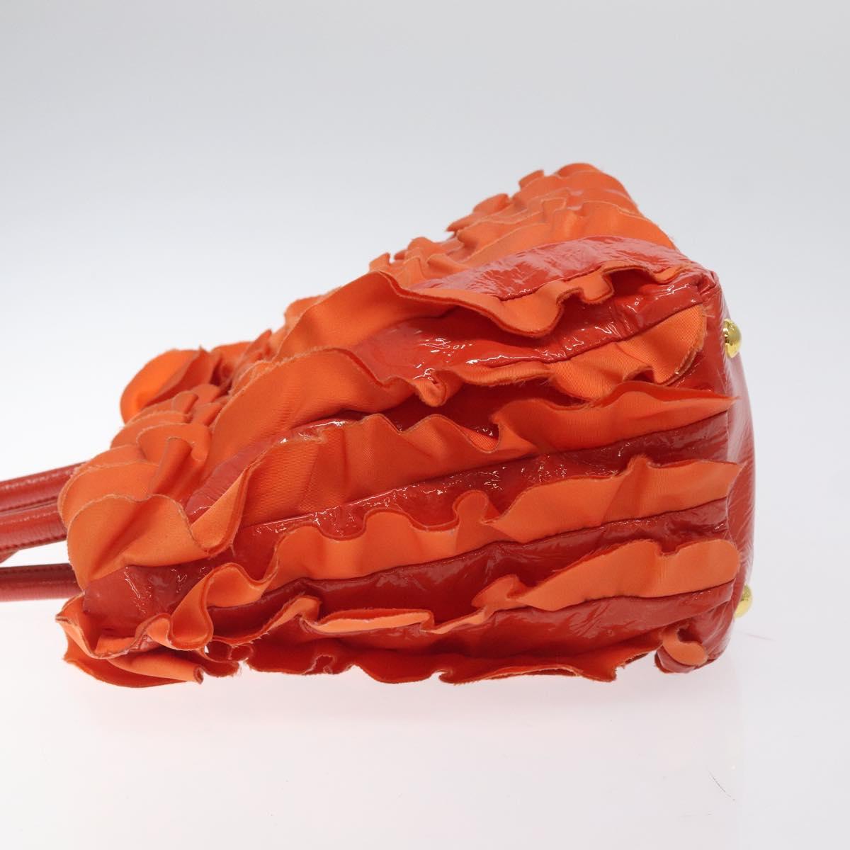 PRADA Hand Bag Nylon Orange Gold Auth 123099