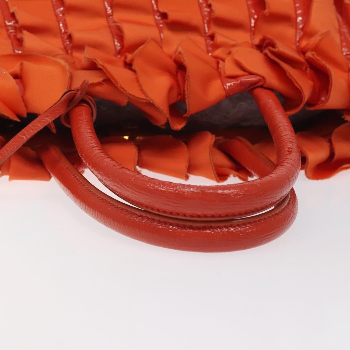 PRADA Hand Bag Nylon Orange Gold Auth 123099