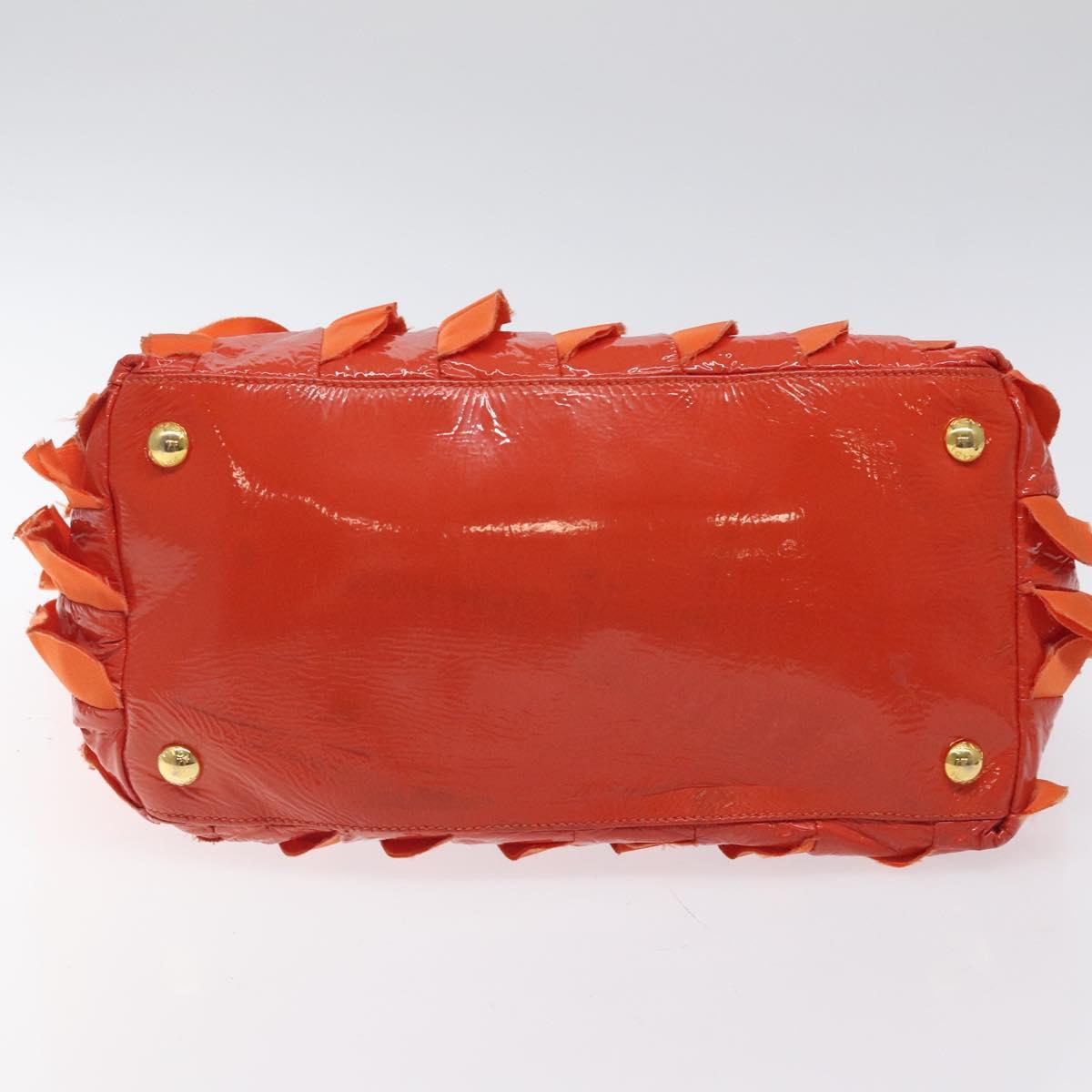 PRADA Hand Bag Nylon Orange Gold Auth 123099