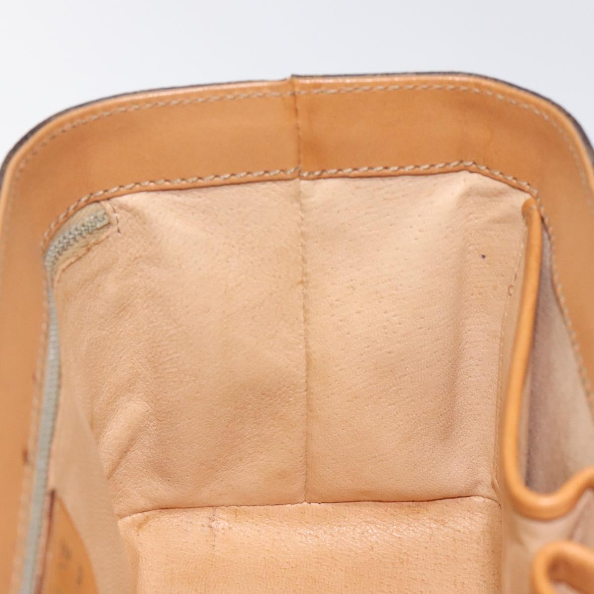 CELINE Macadam Canvas Vanity Bag PVC Leather Brown Gold Auth 123102