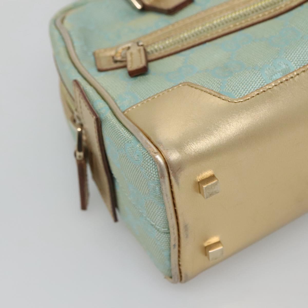 GUCCI GG Canvas Hand Bag Light Blue Gold 000 0352 Auth 123105