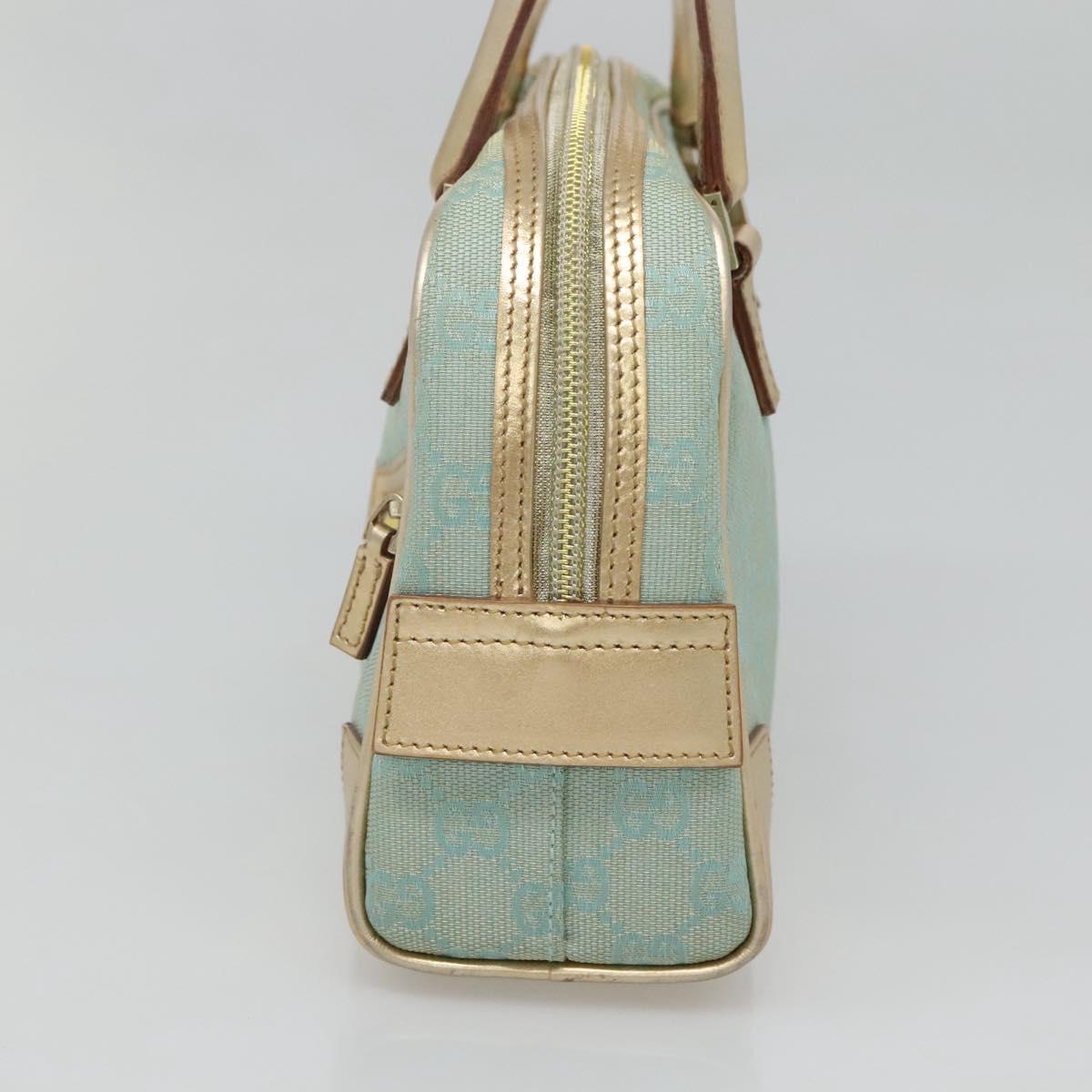 GUCCI GG Canvas Hand Bag Light Blue Gold 000 0352 Auth 123105