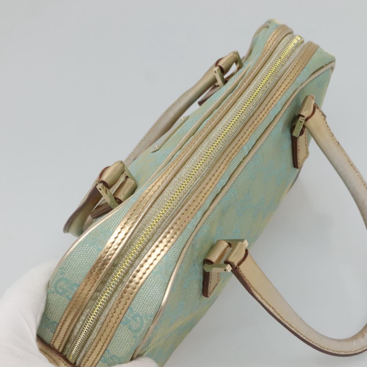 GUCCI GG Canvas Hand Bag Light Blue Gold 000 0352 Auth 123105