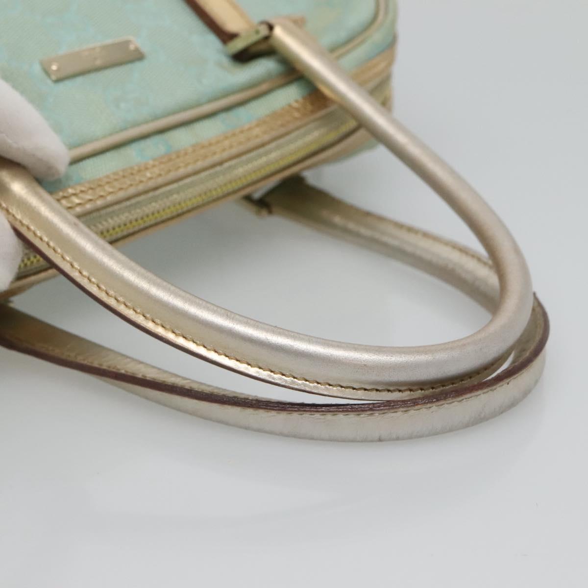 GUCCI GG Canvas Hand Bag Light Blue Gold 000 0352 Auth 123105