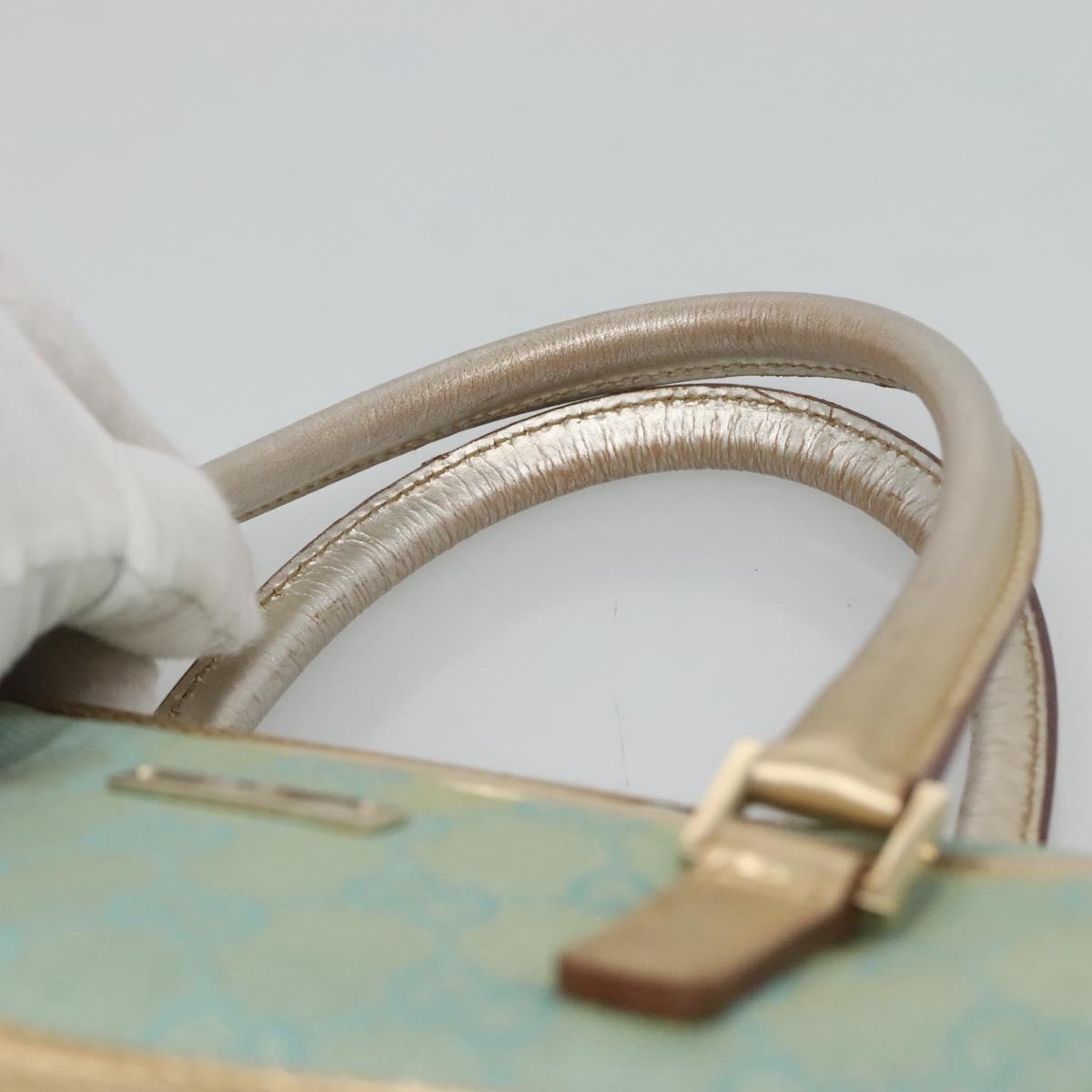 GUCCI GG Canvas Hand Bag Light Blue Gold 000 0352 Auth 123105
