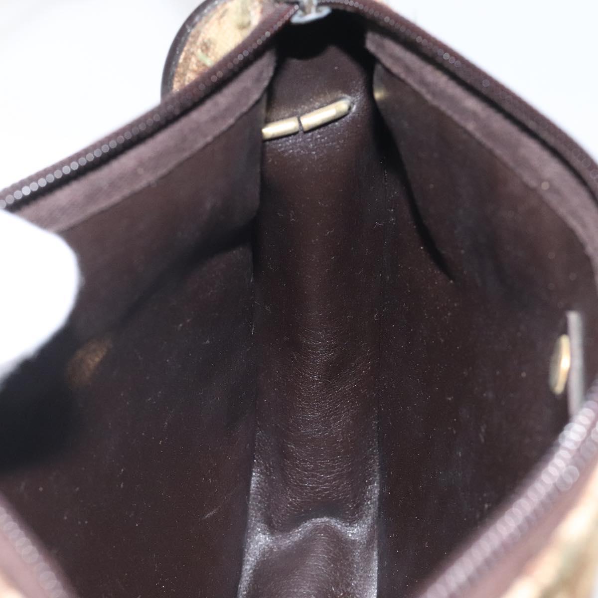 Christian Dior Trotter Canvas Shoulder Bag Brown Gold Auth 123107