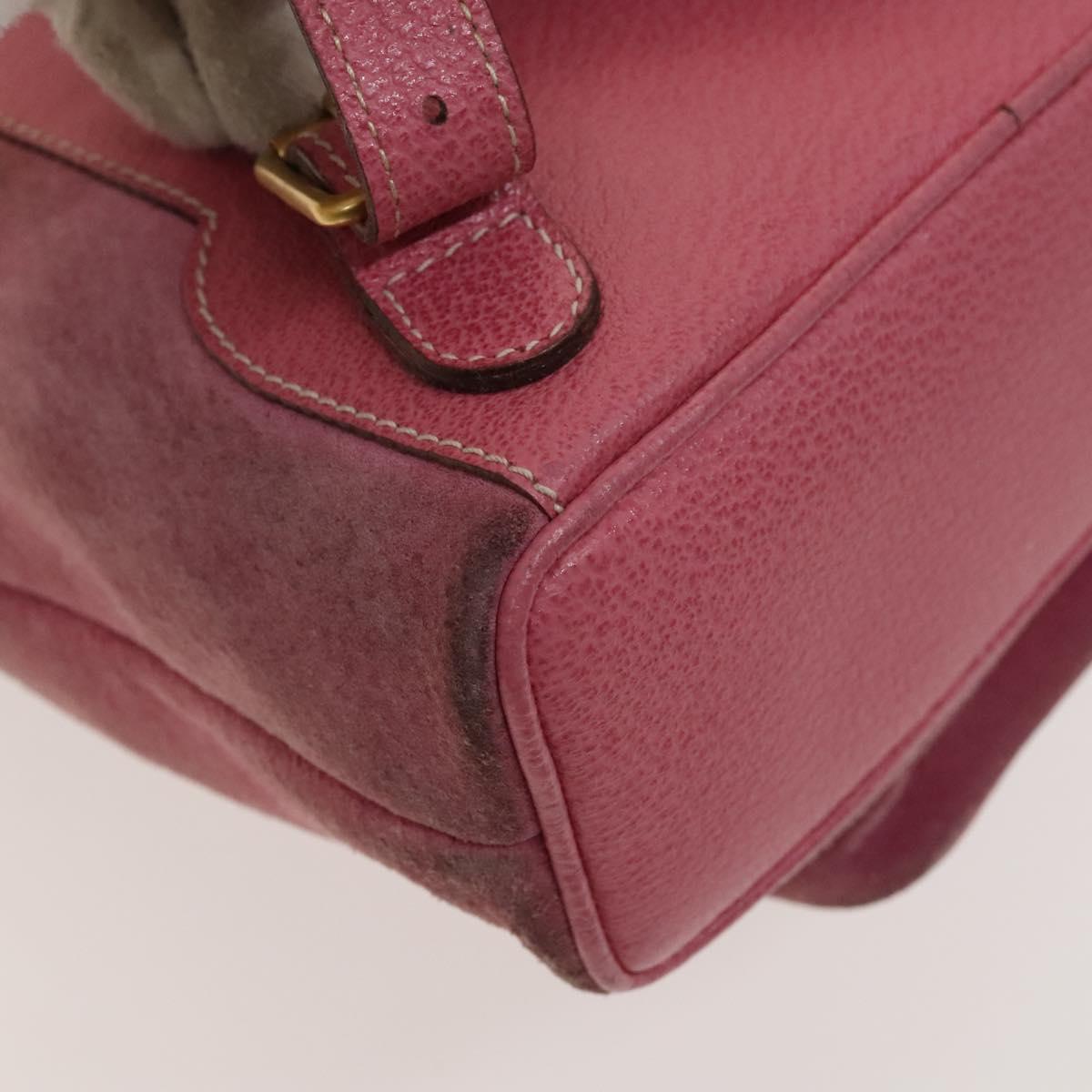 GUCCI Bamboo Backpack Suede Pink Gold 003 1956 0030 Auth 123132