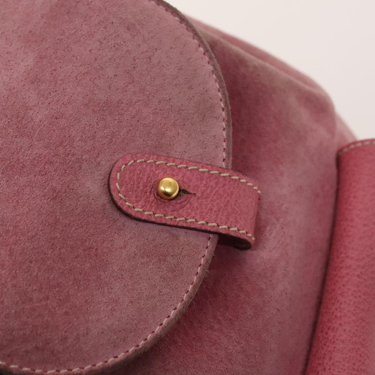 GUCCI Bamboo Backpack Suede Pink Gold 003 1956 0030 Auth 123132