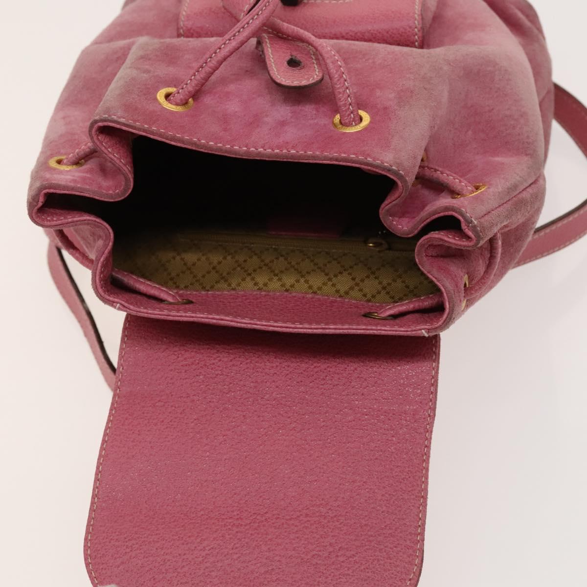 GUCCI Bamboo Backpack Suede Pink Gold 003 1956 0030 Auth 123132