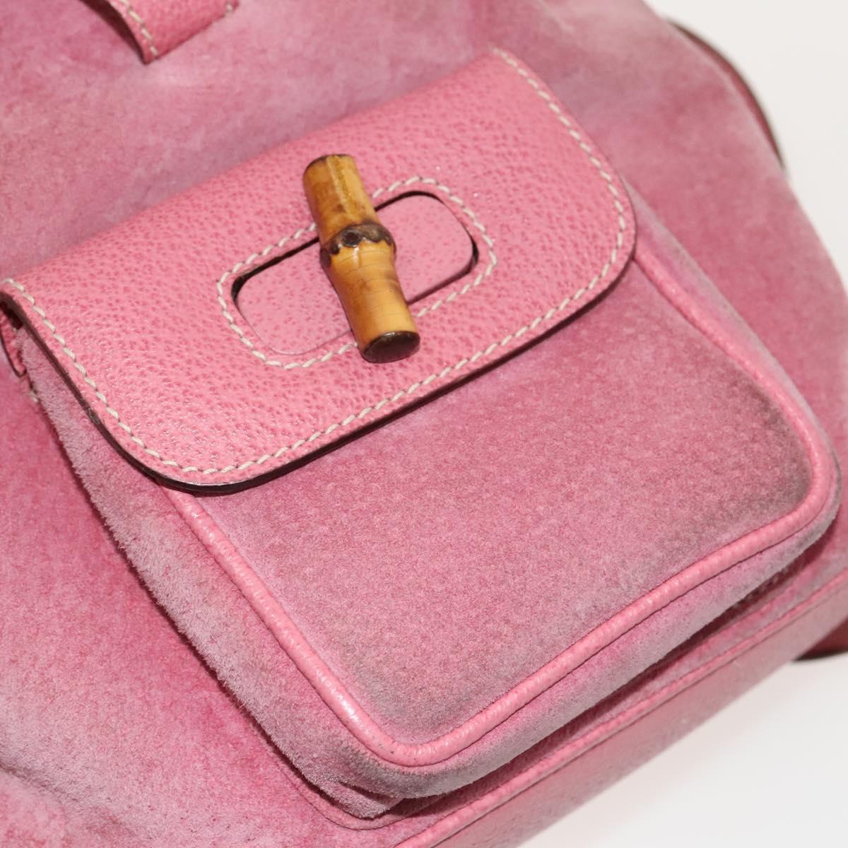 GUCCI Bamboo Backpack Suede Pink Gold 003 1956 0030 Auth 123132