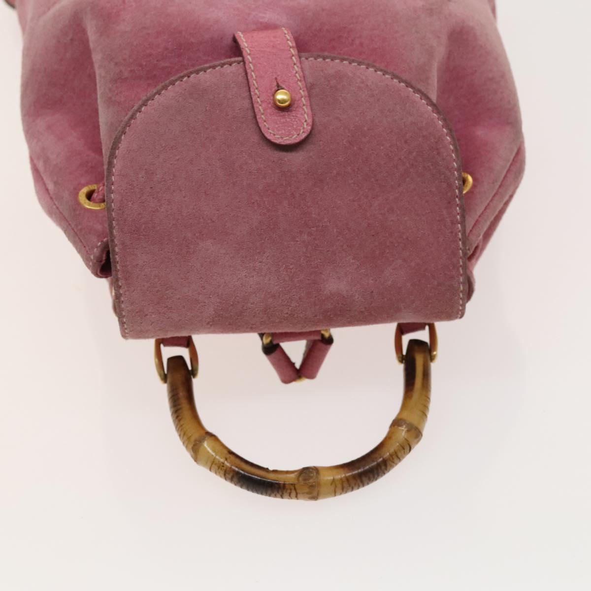 GUCCI Bamboo Backpack Suede Pink Gold 003 1956 0030 Auth 123132