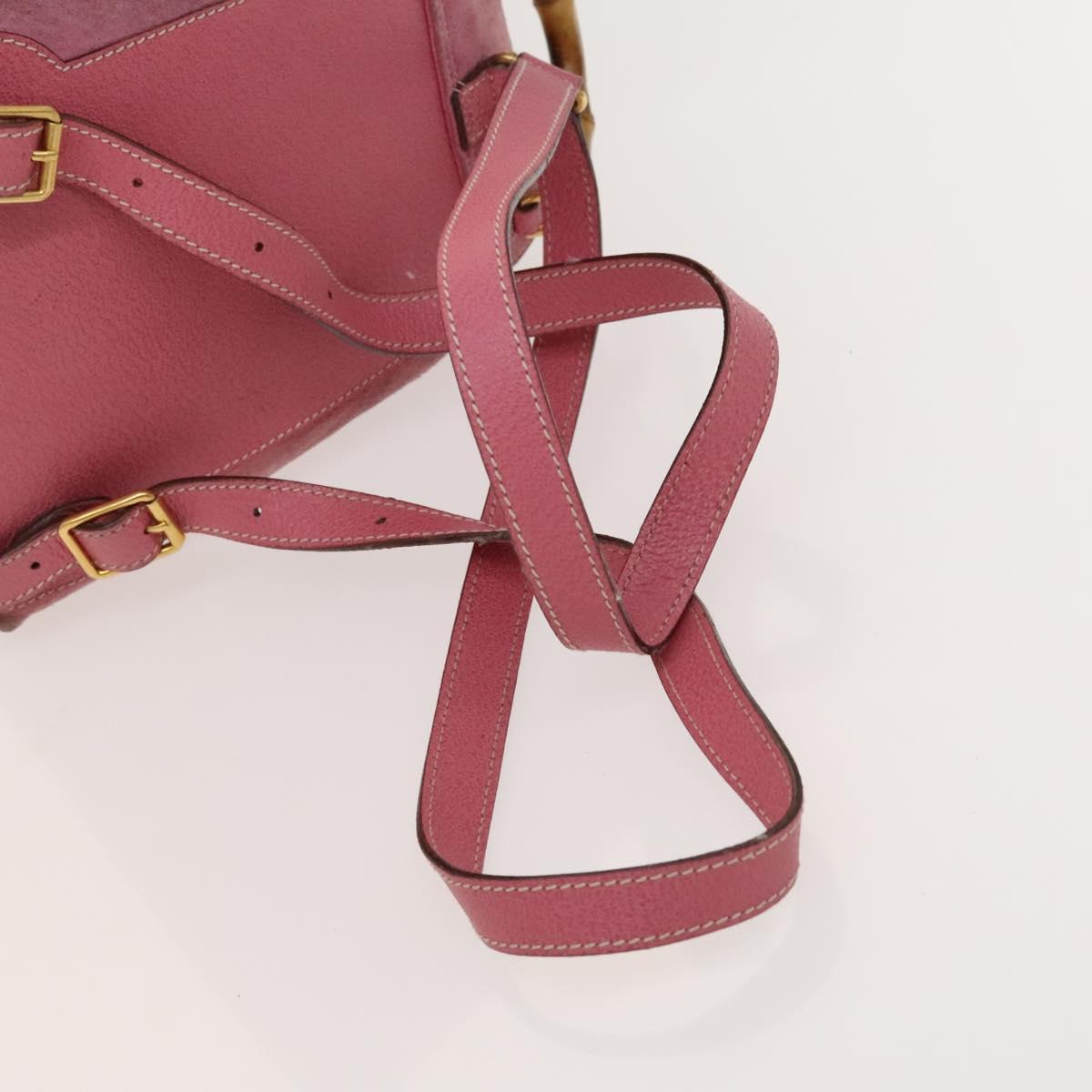 GUCCI Bamboo Backpack Suede Pink Gold 003 1956 0030 Auth 123132