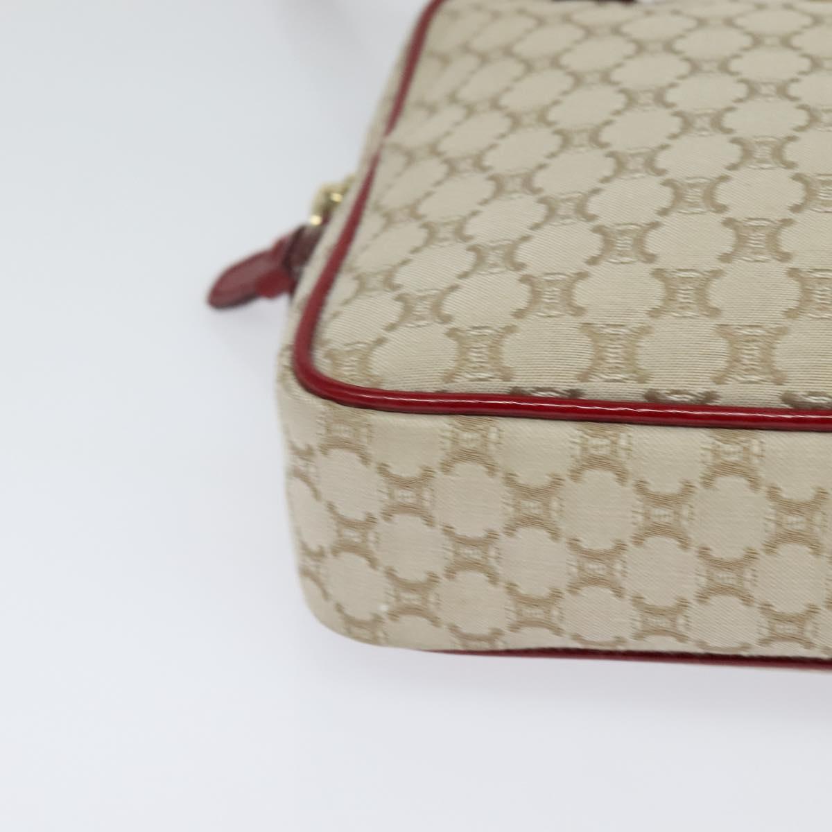 CELINE Macadam Canvas Shoulder Bag Beige Gold Auth 123145