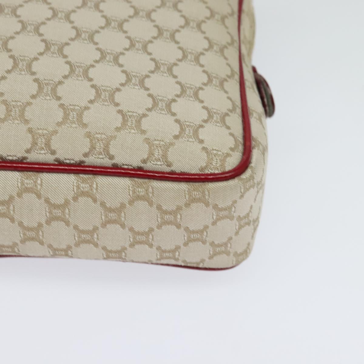 CELINE Macadam Canvas Shoulder Bag Beige Gold Auth 123145