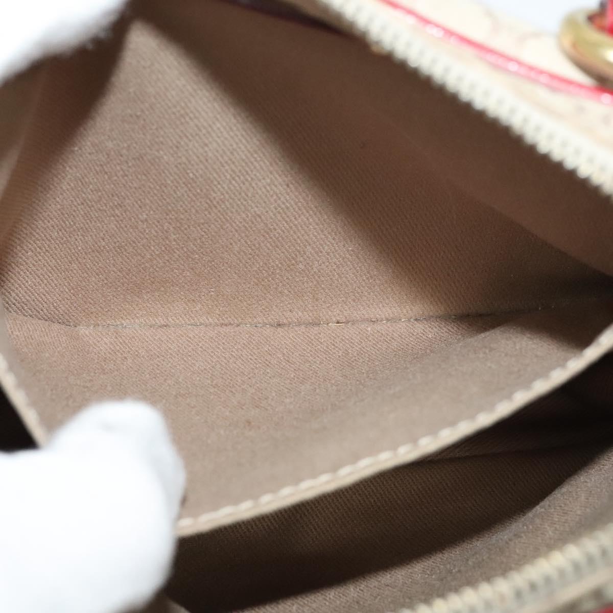 CELINE Macadam Canvas Shoulder Bag Beige Gold Auth 123145