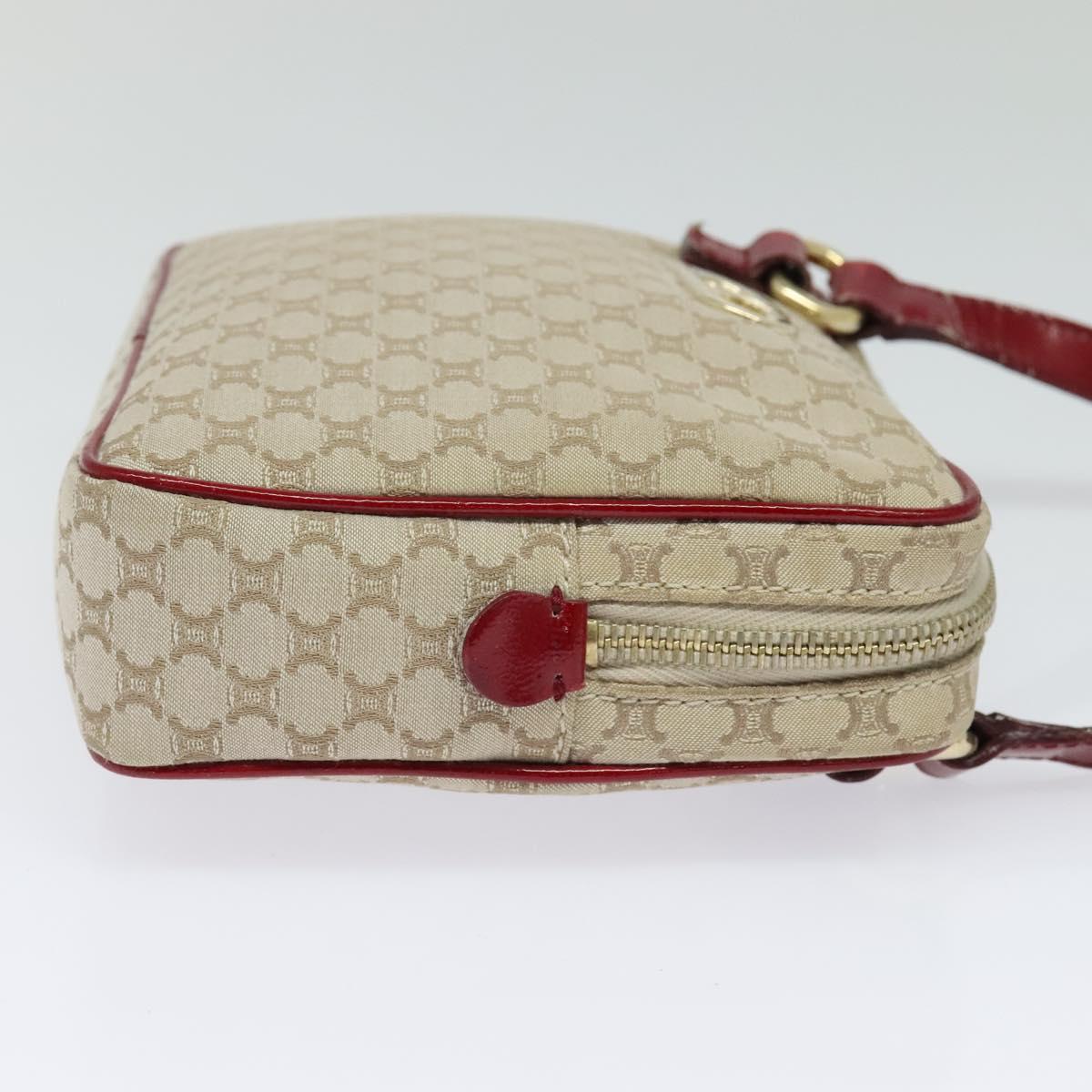 CELINE Macadam Canvas Shoulder Bag Beige Gold Auth 123145