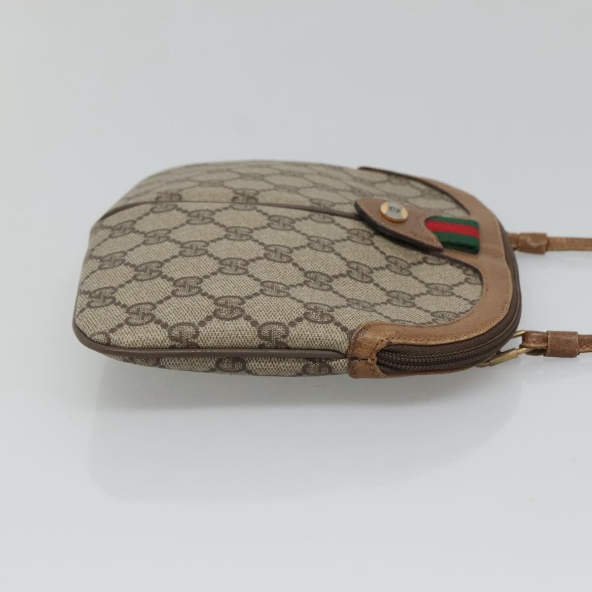 GUCCI GG Supreme Web Sherry Line Shoulder Bag PVC Beige 98 02 047 Auth 123148