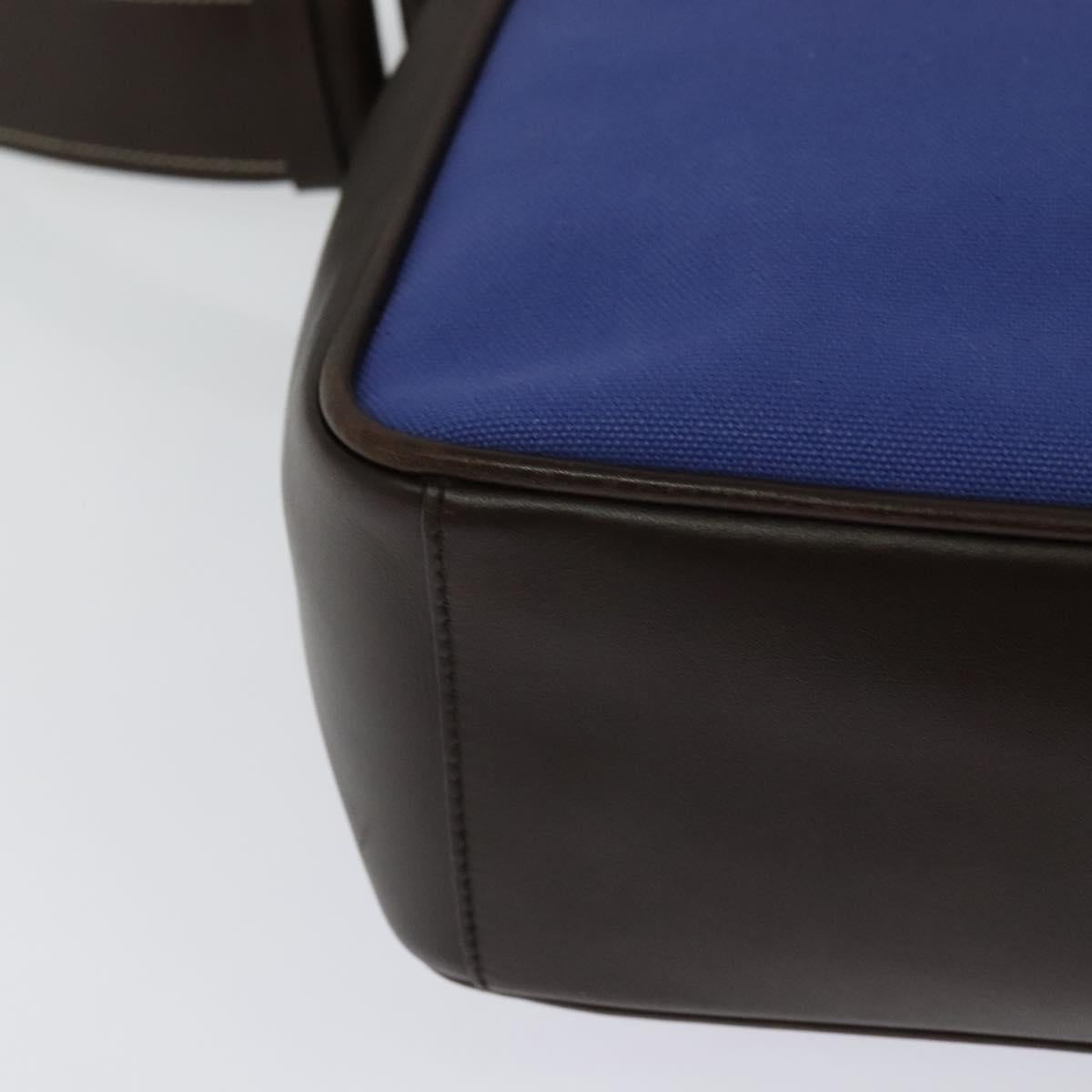 PRADA Shoulder Bag Canvas Blue Silver Auth 123152