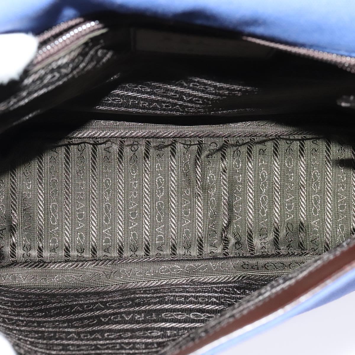 PRADA Shoulder Bag Canvas Blue Silver Auth 123152