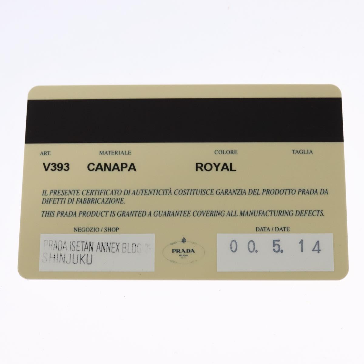 PRADA Shoulder Bag Canvas Blue Silver Auth 123152