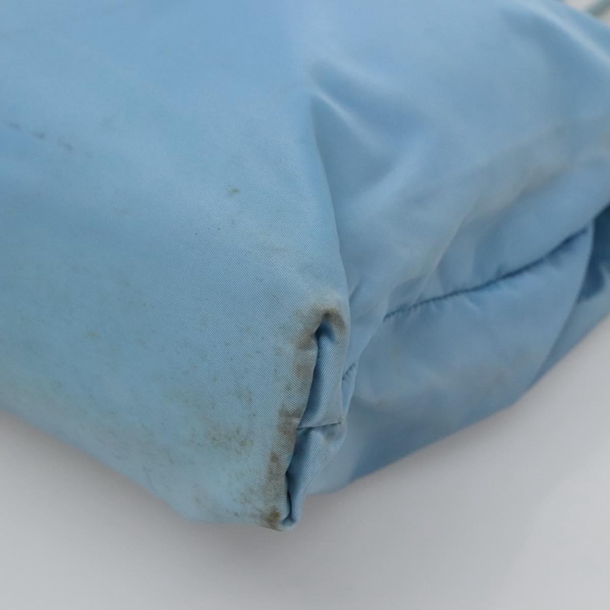 PRADA Tote Bag Nylon Light Blue Silver Auth 123154
