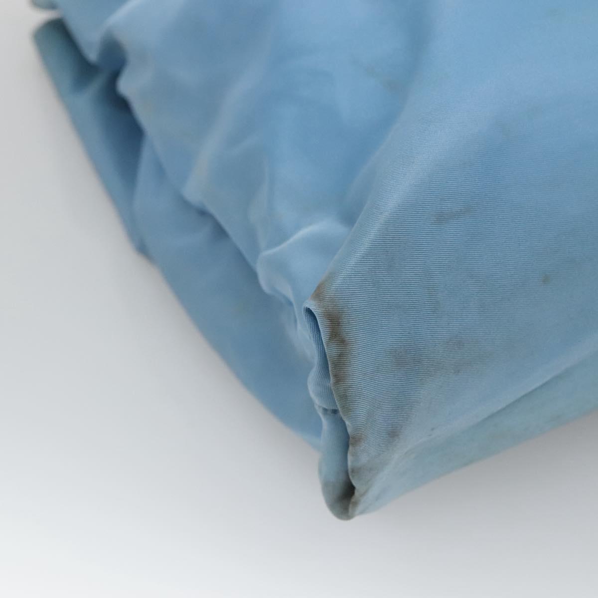 PRADA Tote Bag Nylon Light Blue Silver Auth 123154