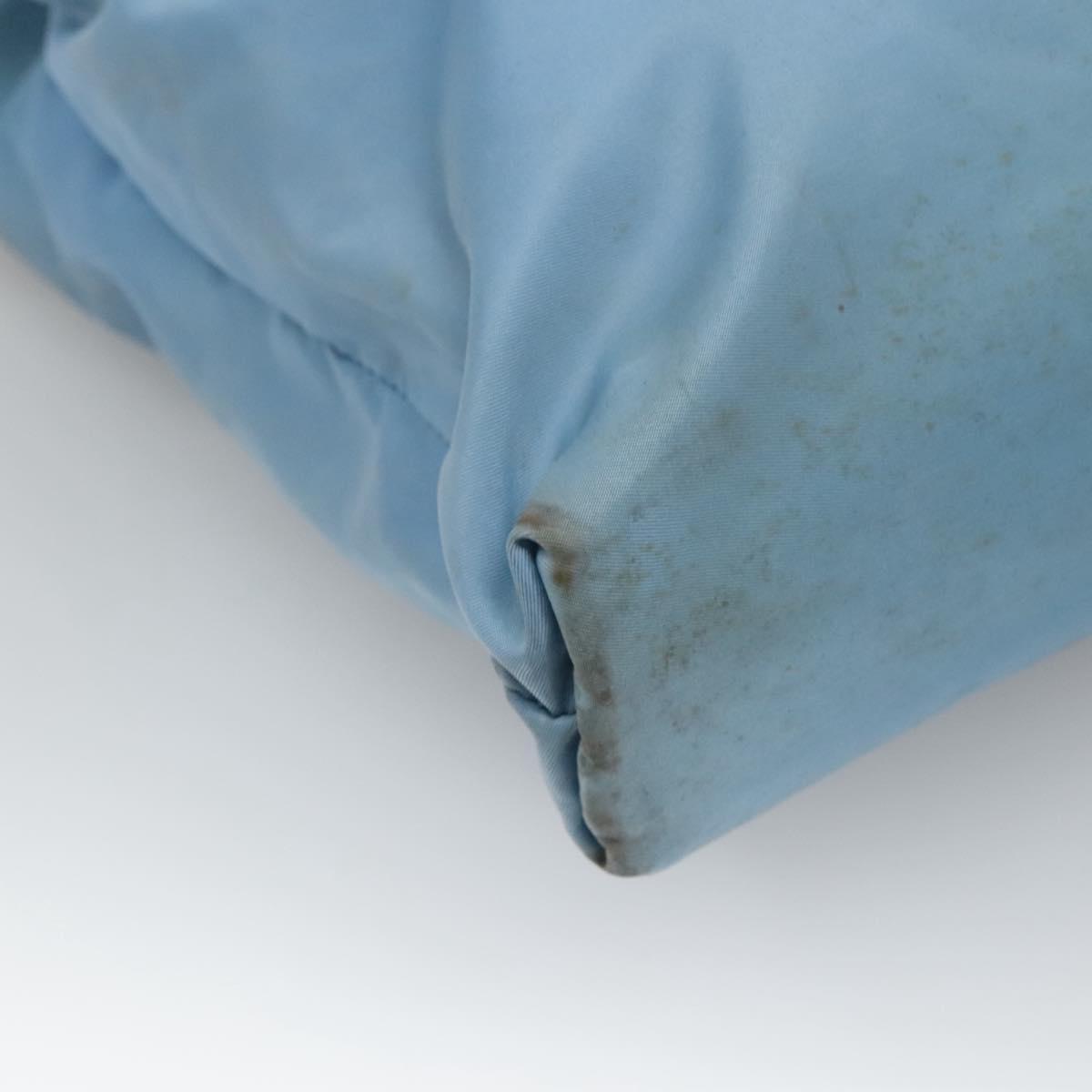 PRADA Tote Bag Nylon Light Blue Silver Auth 123154