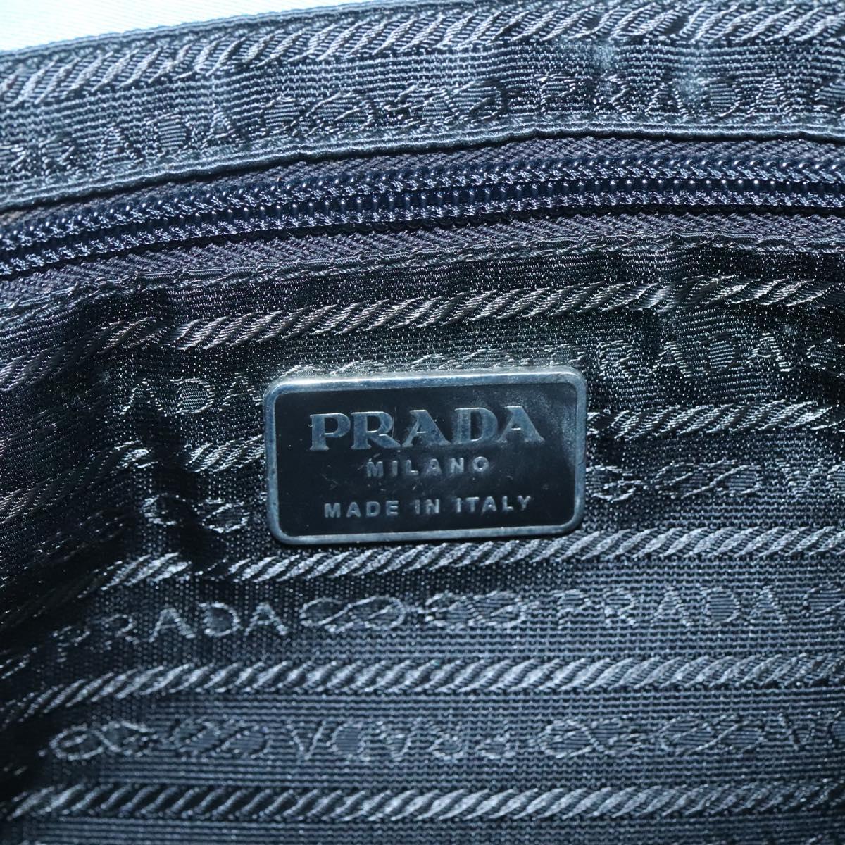 PRADA Tote Bag Nylon Light Blue Silver Auth 123154