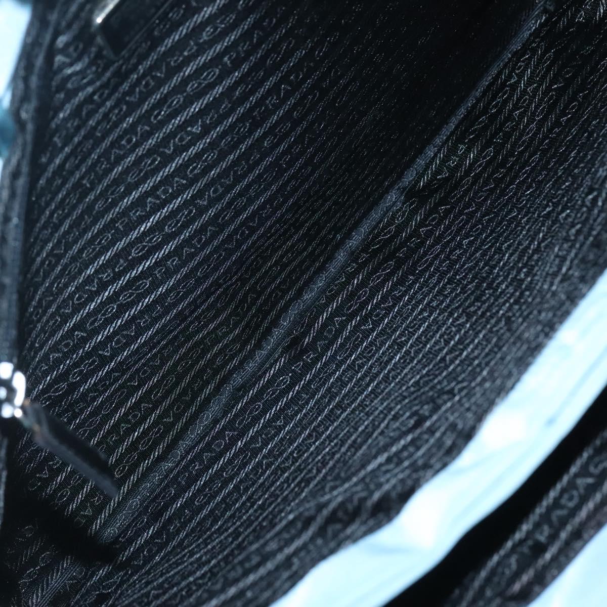 PRADA Tote Bag Nylon Light Blue Silver Auth 123154