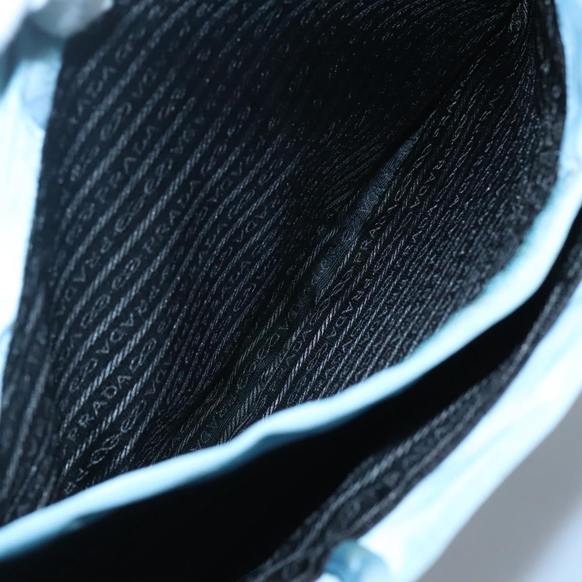 PRADA Tote Bag Nylon Light Blue Silver Auth 123154