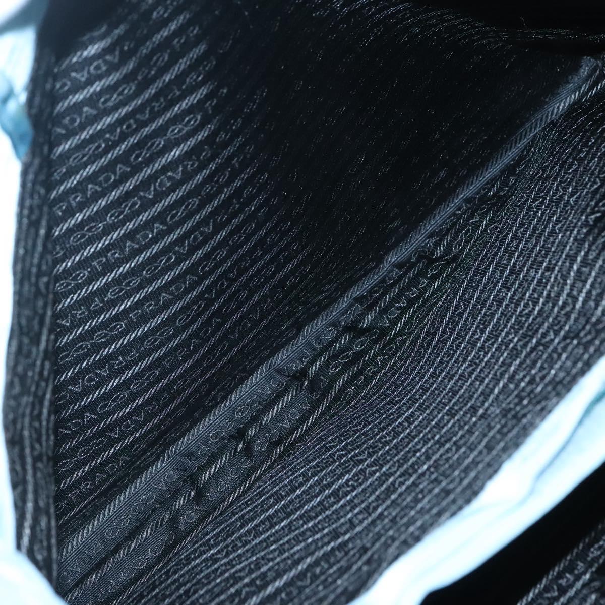 PRADA Tote Bag Nylon Light Blue Silver Auth 123154