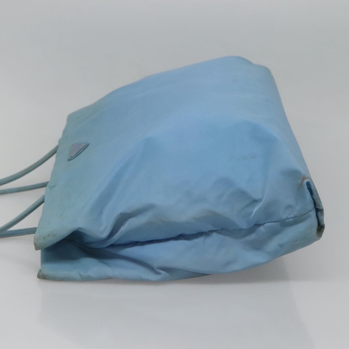 PRADA Tote Bag Nylon Light Blue Silver Auth 123154