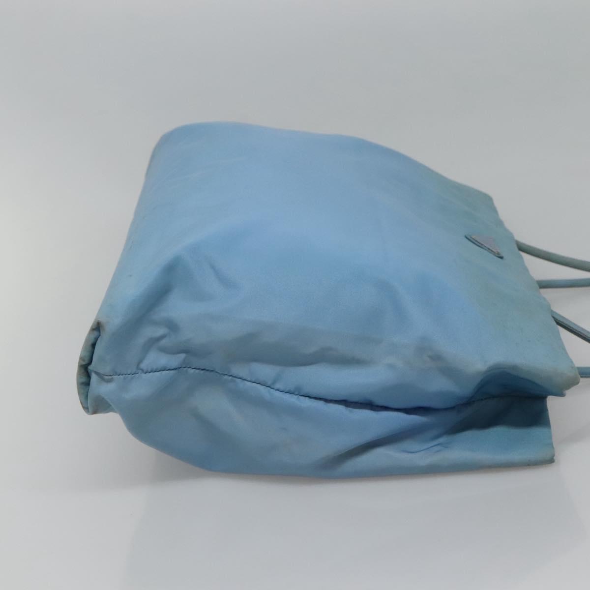 PRADA Tote Bag Nylon Light Blue Silver Auth 123154
