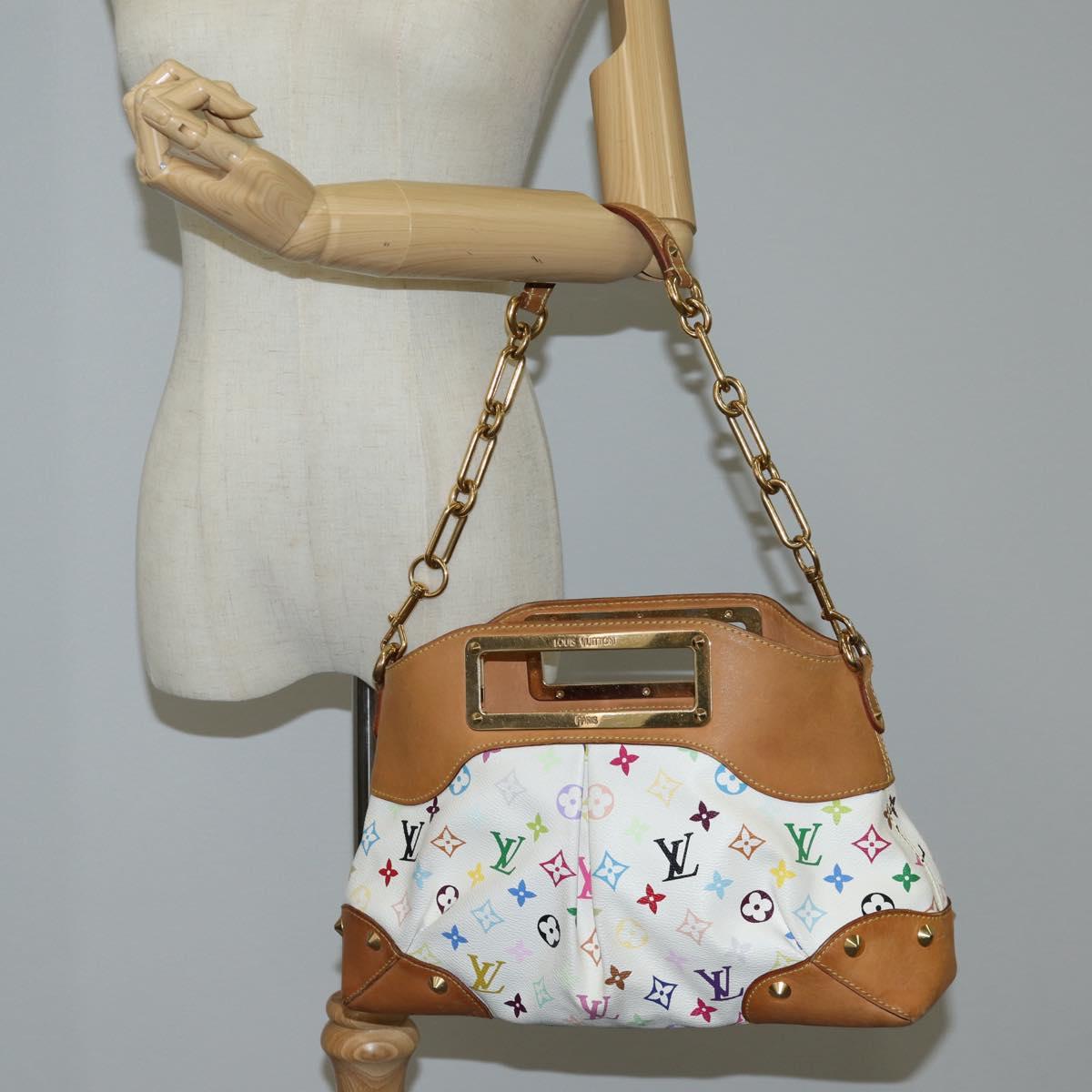 LOUIS VUITTON Monogram Multicolor Judy MM Bag 2Way White M40255 LV Auth 123177V