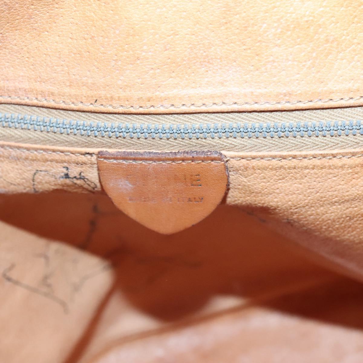 CELINE Macadam Canvas Shoulder Bag PVC Leather Brown Gold Auth 123185