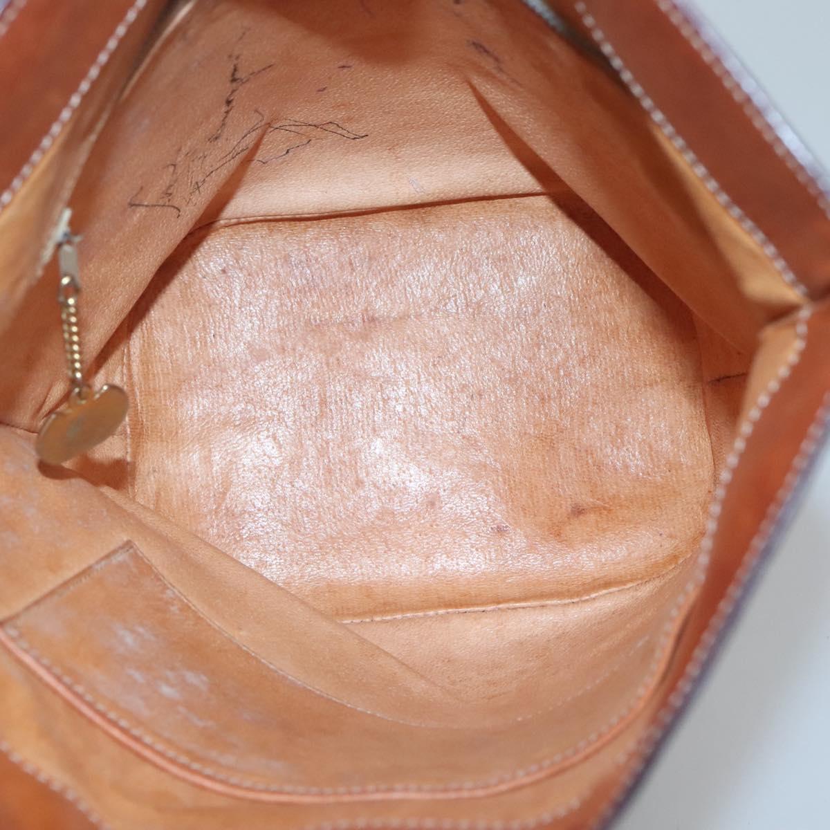 CELINE Macadam Canvas Shoulder Bag PVC Leather Brown Gold Auth 123185