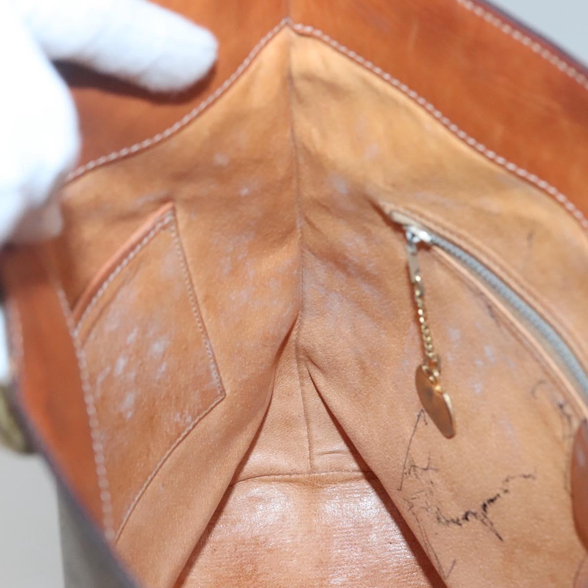 CELINE Macadam Canvas Shoulder Bag PVC Leather Brown Gold Auth 123185