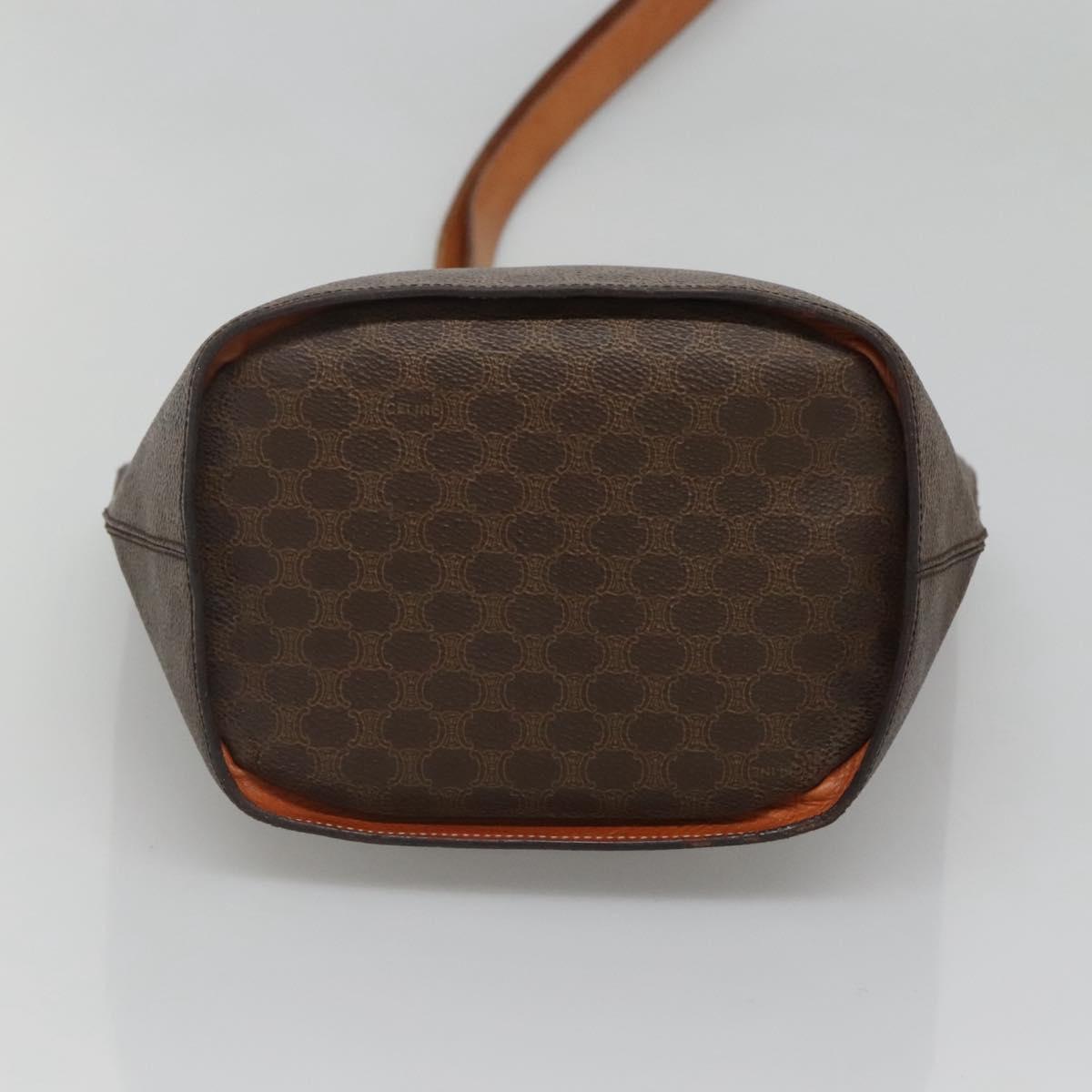 CELINE Macadam Canvas Shoulder Bag PVC Leather Brown Gold Auth 123185