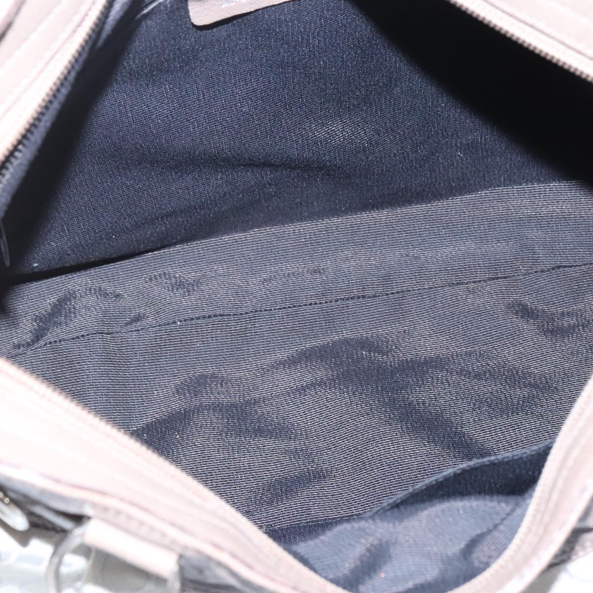 Salvatore Ferragamo Gancini Hand Bag Canvas Leather Beige Silver Auth 123187