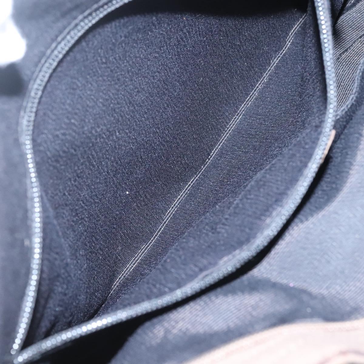 Salvatore Ferragamo Gancini Hand Bag Canvas Leather Beige Silver Auth 123187