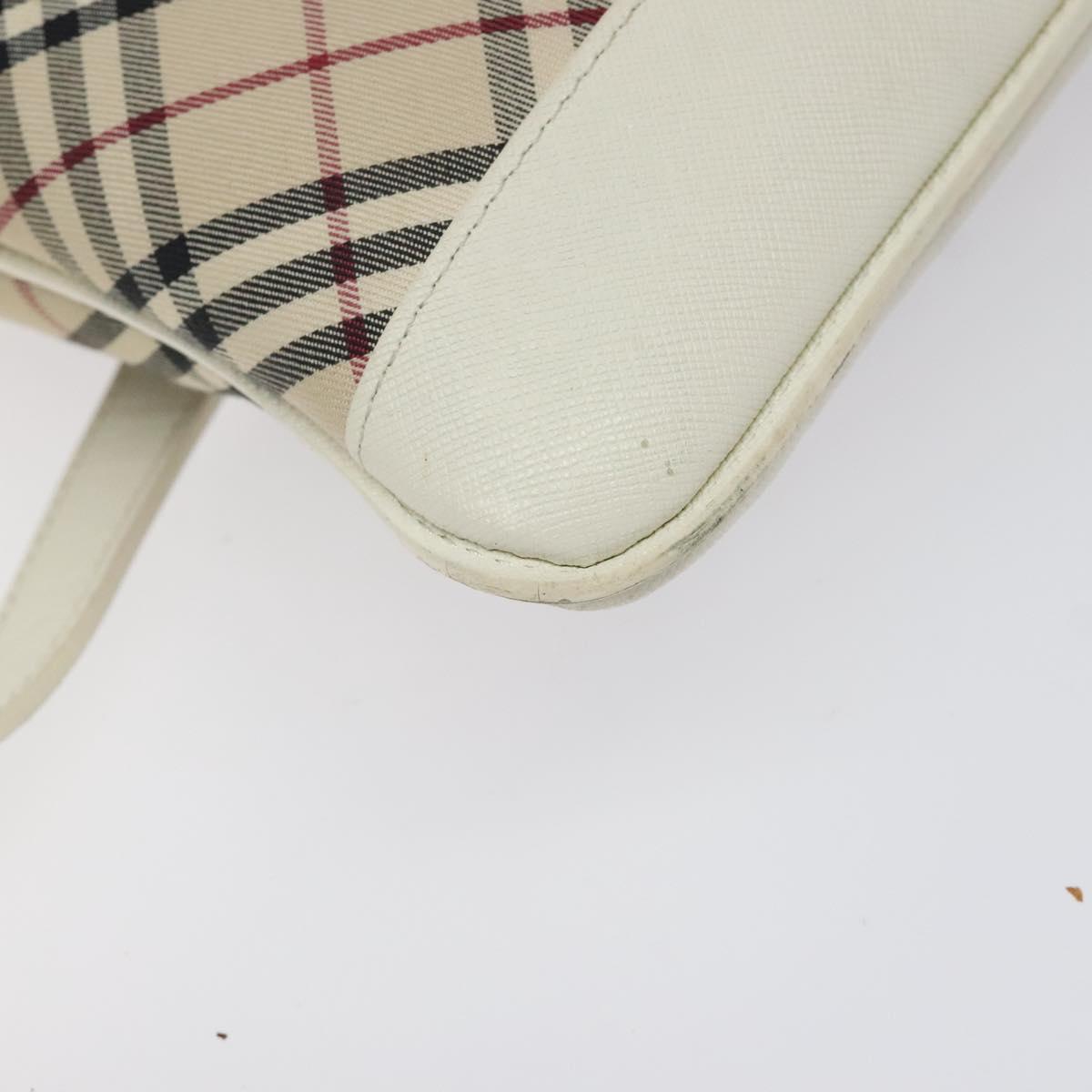 BURBERRY Nova Check Shoulder Bag Canvas Beige Silver Auth 123191