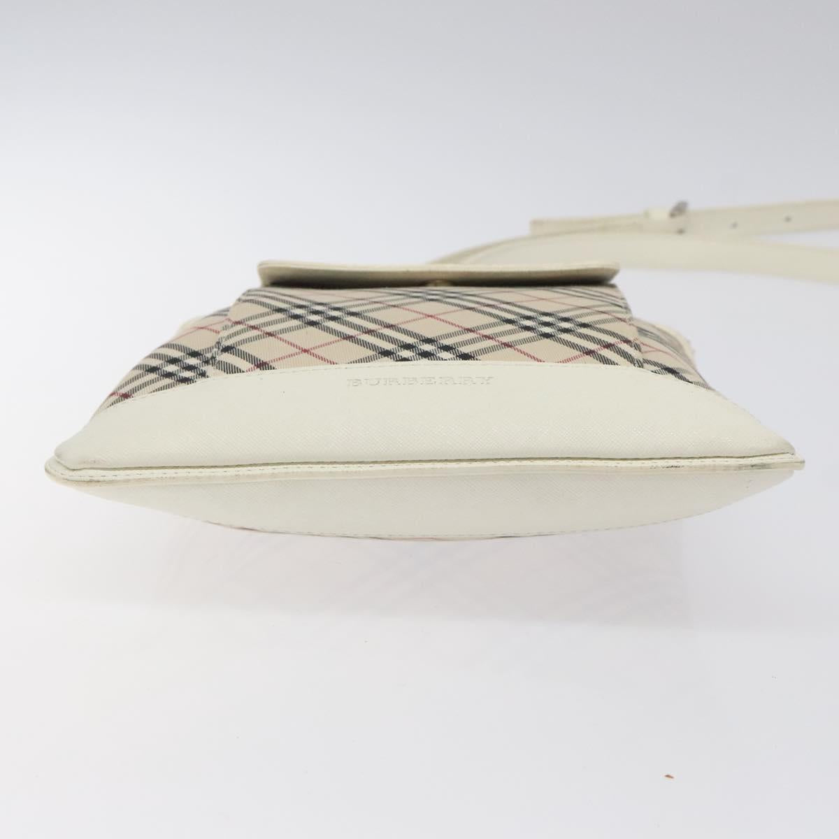 BURBERRY Nova Check Shoulder Bag Canvas Beige Silver Auth 123191