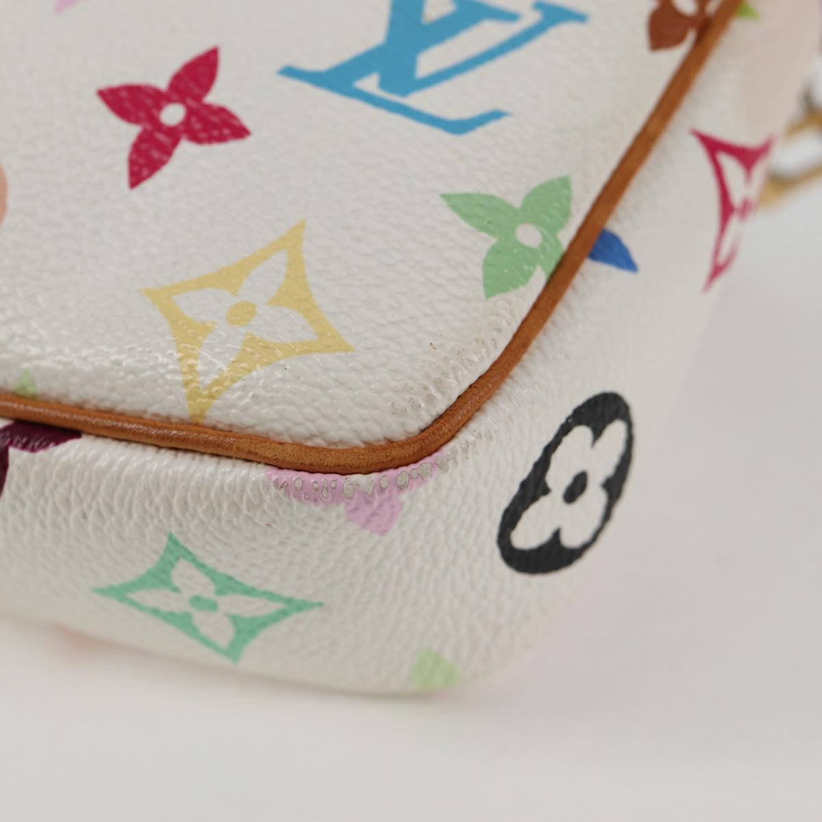 LOUIS VUITTON Multicolor Pochette Accessoires Pouch White M92649 Auth 123204V