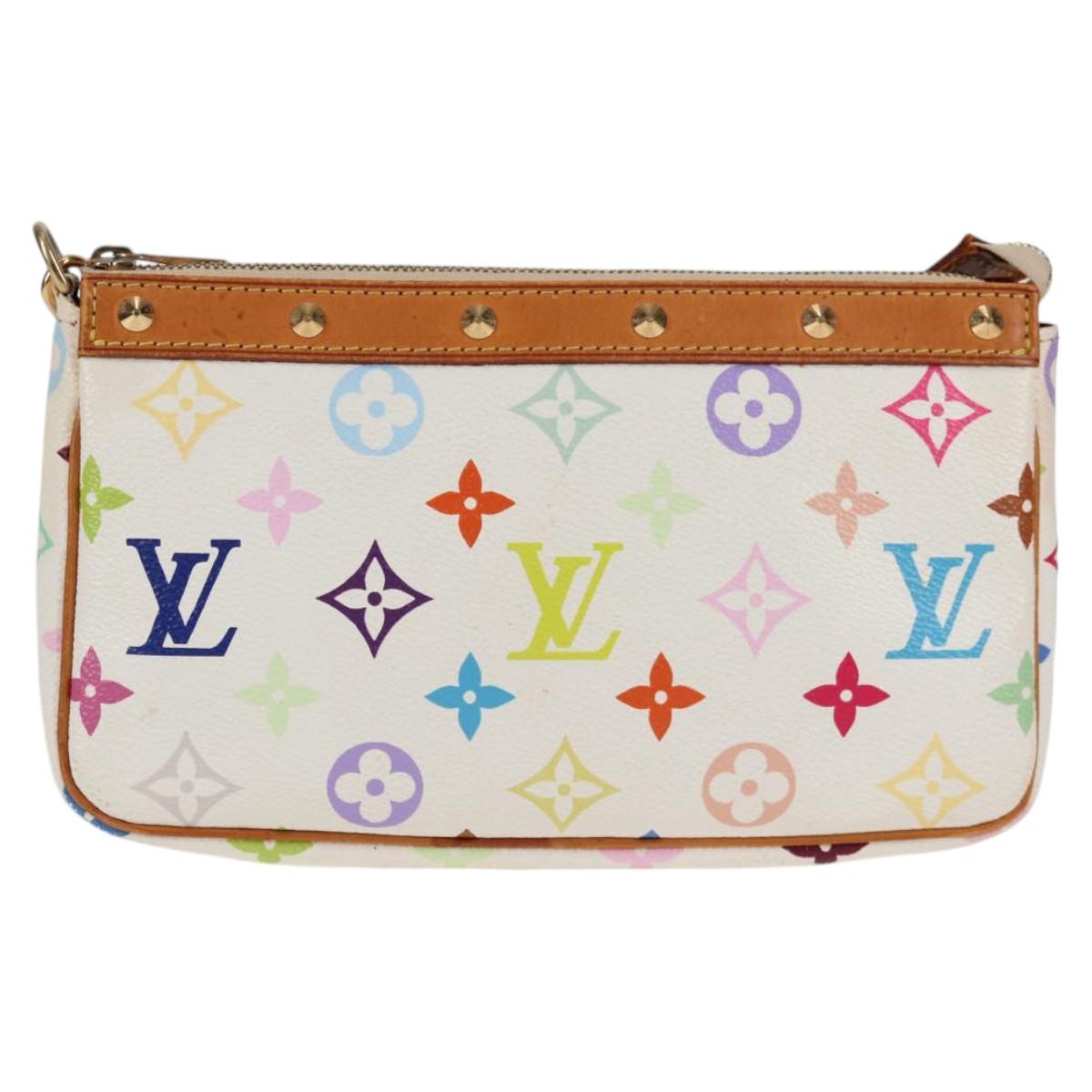 LOUIS VUITTON Multicolor Pochette Accessoires Pouch White M92649 Auth 123204V