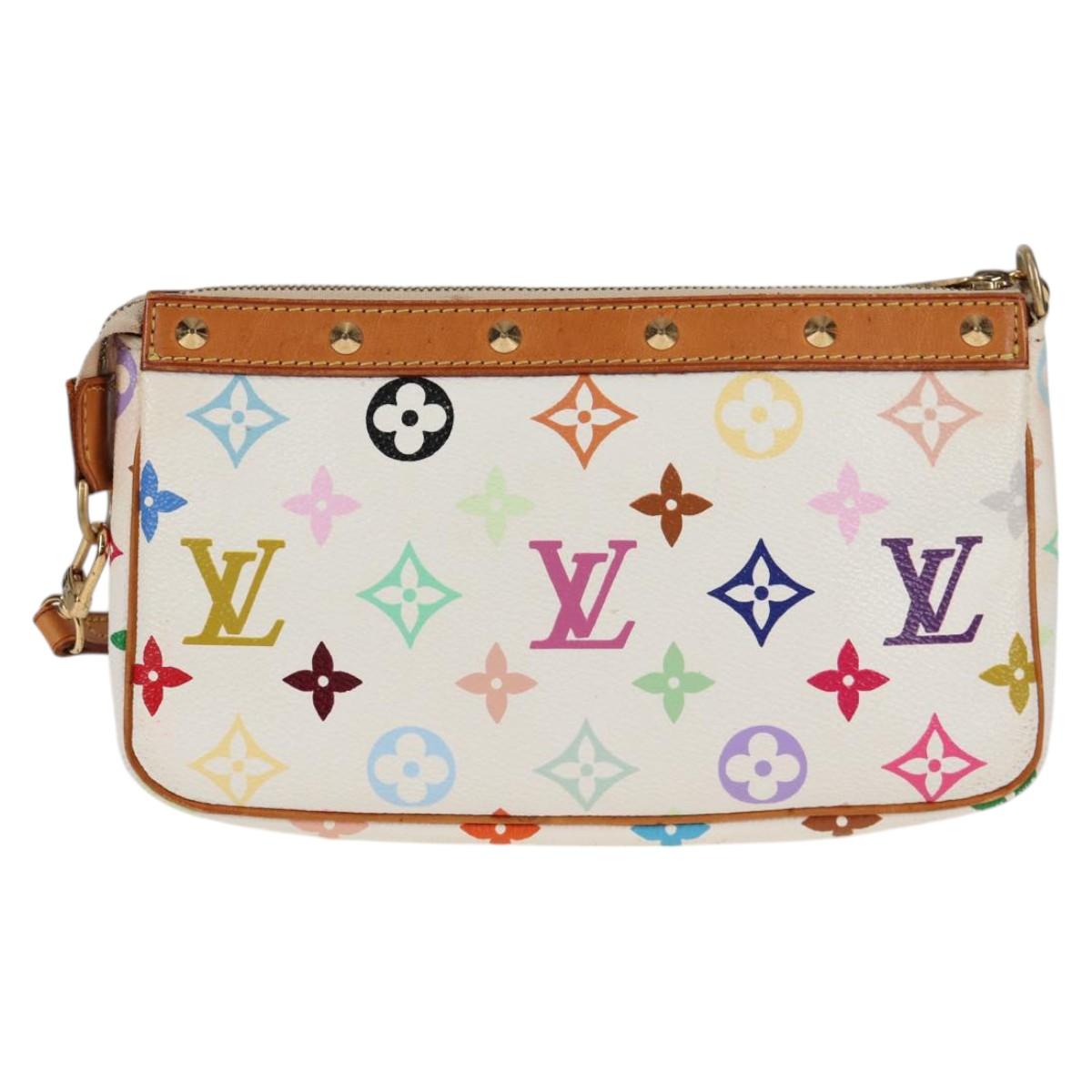 LOUIS VUITTON Multicolor Pochette Accessoires Pouch White M92649 Auth 123204V